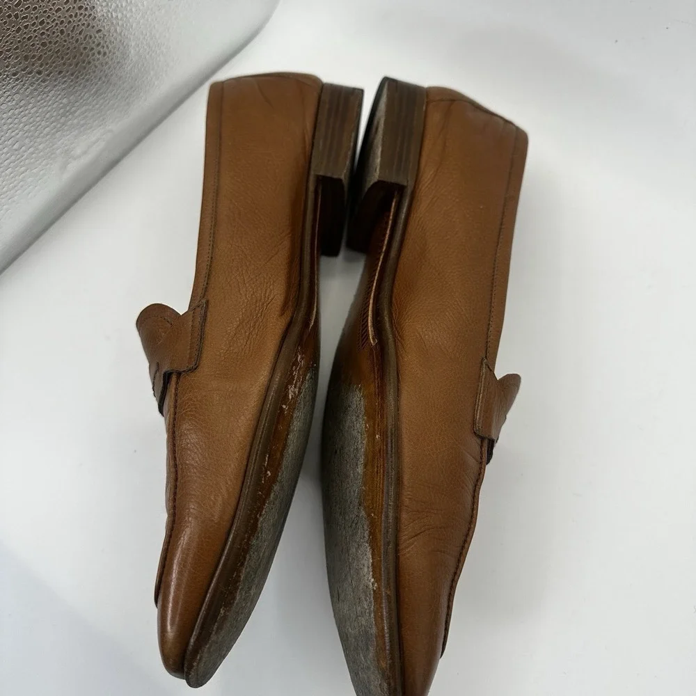 Gravati For Neiman Marcus Italian Brown Leather Penny Loafer Slip On Shoe 10.5 M